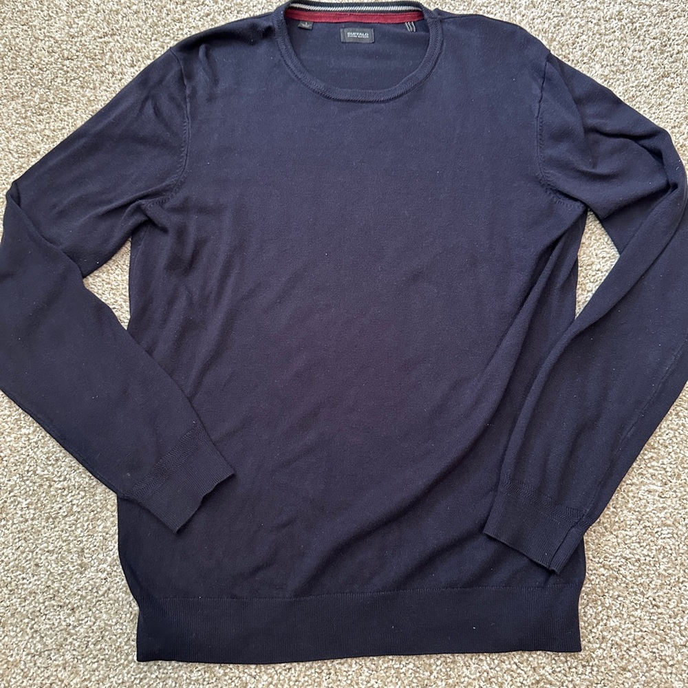 Buffalo David Bitton Pullover Sweater L Mens Long Sleeve Crew Neck Casual Blue